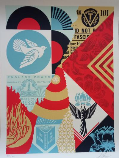 Shepard FAIREY (Obey) - The Future is Unwritten Collage, 2021 - Sérigraphie signée et numérotée 2