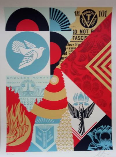 Shepard FAIREY (Obey) - The Future is Unwritten Collage, 2021 - Sérigraphie signée et numérotée 2