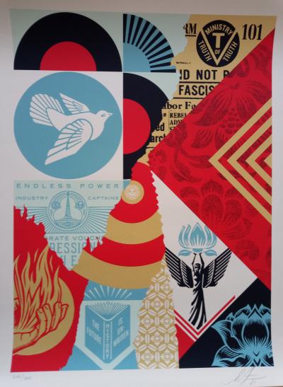 Shepard FAIREY (Obey) - The Future is Unwritten Collage, 2021 - Sérigraphie signée et numérotée 2