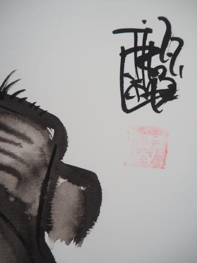 Laszlo TIBAY - Petit et grand éléphant- Dessin original, signé 2