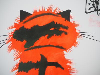 Laszlo TIBAY - Chat boudeur - Dessin original, signé 2