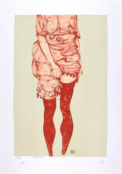 Egon SCHIELE (after) - La fille en rouge, 1913 - Numbered Lithograph 2