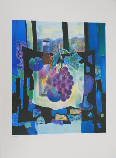 Tony AGOSTINI - Nature morte aux raisins, 1977 - Lithographie originale signée 2