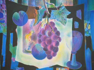 Tony AGOSTINI - Nature morte aux raisins, 1977 - Lithographie originale signée 2