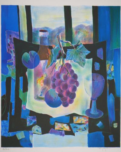 Tony AGOSTINI - Nature morte aux raisins, 1977 - Lithographie originale signée 2