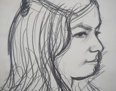 André JACQUEMIN - Profile model, 1974 - Signed drawing 2