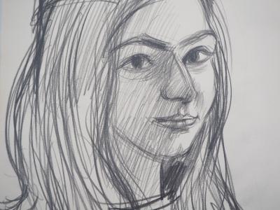 André JACQUEMIN - Portrait aux cheveux longs,1974 - Dessin signé 2