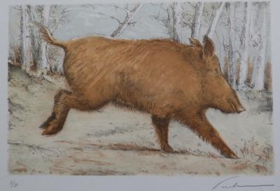 Blaise PRUD’HON - Le sanglier - Lithographie originale signée 2