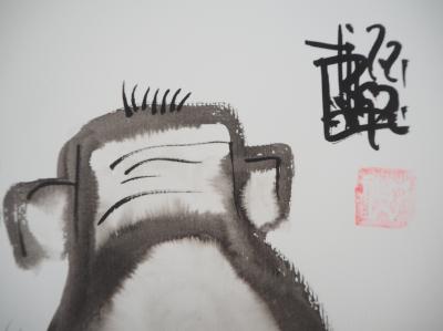 Laszlo TIBAY - Famille d’éléphants - Dessin original, signé 2