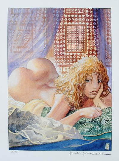 Milo MANARA - Jeune femme pensive, 2003 - Impression signée au crayon 2