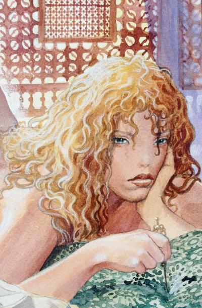 Milo MANARA - Jeune femme pensive, 2003 - Impression signée au crayon 2
