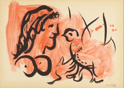 Marc CHAGALL (after) -  Femme à L’oiseau (1954), 1959 - Lithograph/pochoir 2