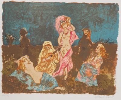 Roland Oudot - Danse de minuit dans le désert - Lithographie originale signée 2