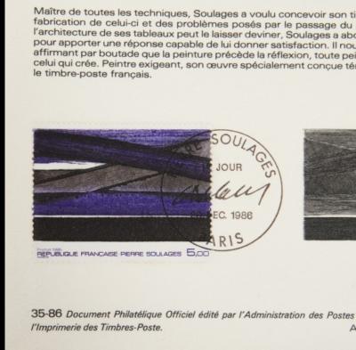 Pierre SOULAGES (d’après) - Document Philatélique officiel, 1986 - Reproduction 2