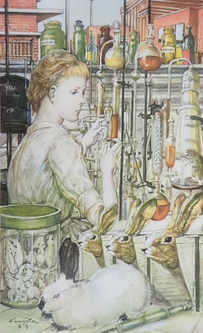 Léonard Tsuguharu FOUJITA (d’après)  - La laborantine, 1959 - Héliogravure signée 2
