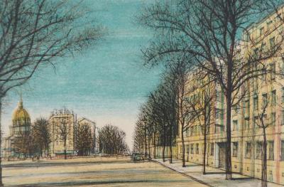 Jean CARZOU - Boulevard des Invalides, 1958, - Original signed lithograph 2