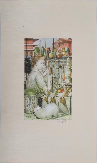 Léonard Tsuguharu FOUJITA (d’après)  - La laborantine, 1959 - Héliogravure signée 2