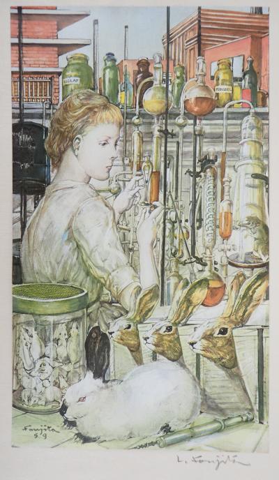 Léonard Tsuguharu FOUJITA (d’après)  - La laborantine, 1959 - Héliogravure signée 2