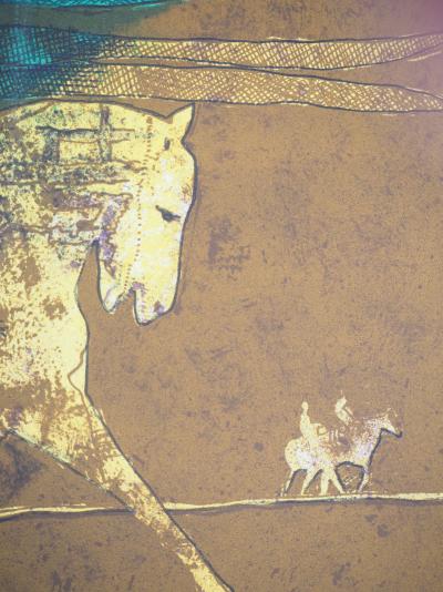 André GOEZU - Clarté, Cavaliers à la plage - Lithographie originale signée 2
