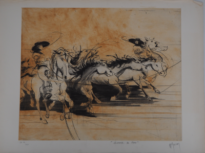 Jean-Marie GUINY - Manade de Rosso - Gravure originale signée 2