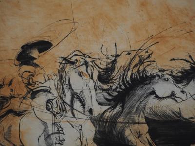 Jean-Marie GUINY - Manade de Rosso - Gravure originale signée 2