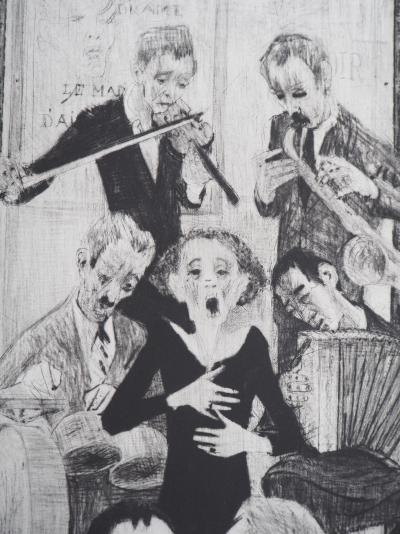 Auguste Jean Gaudin - La goualeuse des Rues : hommage à Edith Piaf - Gravure originale signée 2