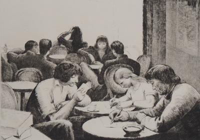 Etienne Bouchaud - Paris : étudiants du quartier latin - Gravure originale signée 2
