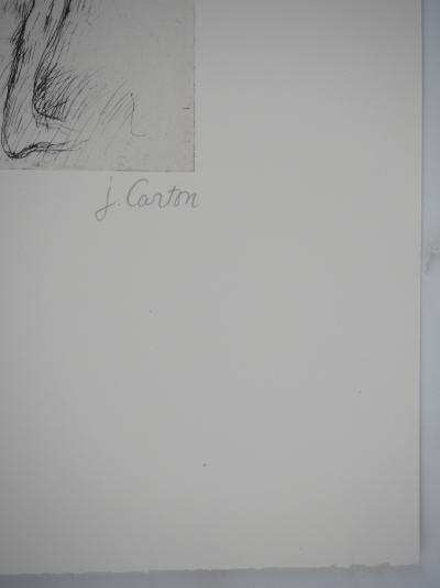 Jean Carton - Nu féminin : Contemplation - Gravure originale signée 2