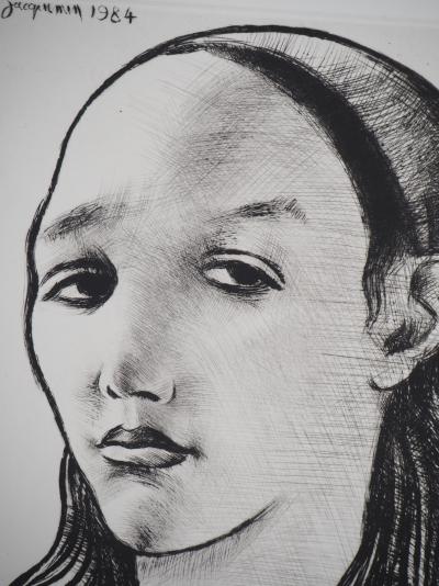 André Jacquemin - Portrait d’une jeune fille : Aïda - Gravure originale signée 2