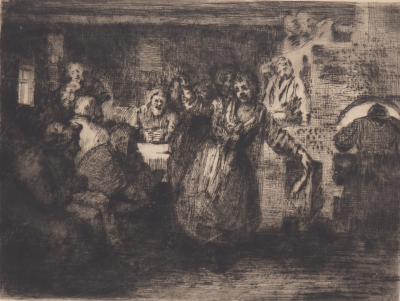 Simon Glatzer - Intérieur russe - Gravure originale signée 2