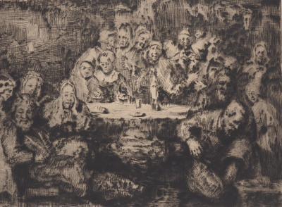 Simon Glatzer - Fête russe - Gravure originale signée 2