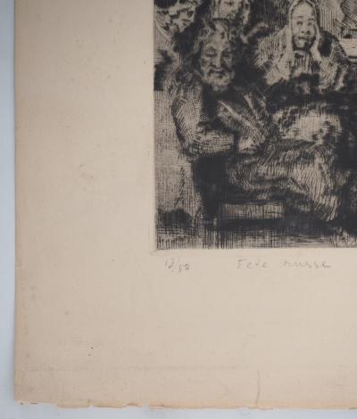 Simon Glatzer - Fête russe - Gravure originale signée 2