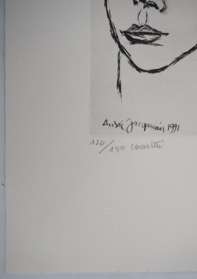 André Jacquemin - Caractère : portrait d’une jeune fille - Gravure originale signée 2