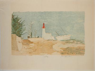 Pierre Eugène Clairin - Loctudy : Phare de Bratagne - Lithographie originale signée 2