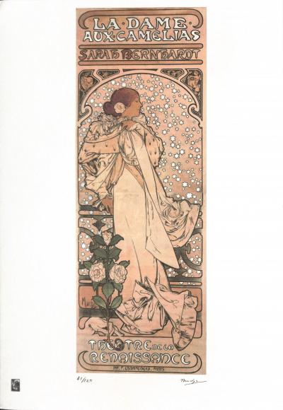 Alphonse MUCHA (D'après) - Sarah Bernhardt : La Dame aux camélias  - Photolithographie en couleur 2