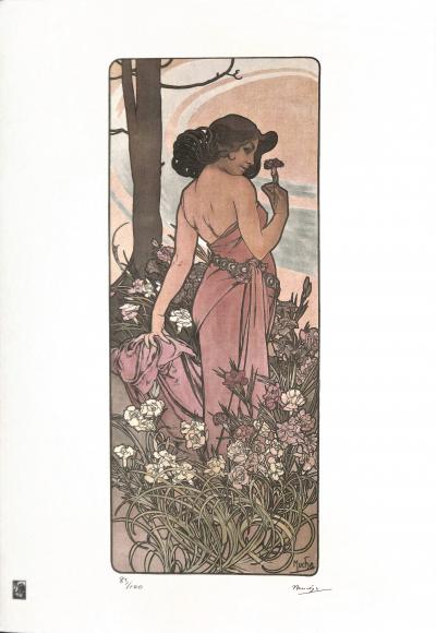 Alphonse MUCHA (D'après) - Les fleurs : L'Œillet  - Photolithographie en couleur 2
