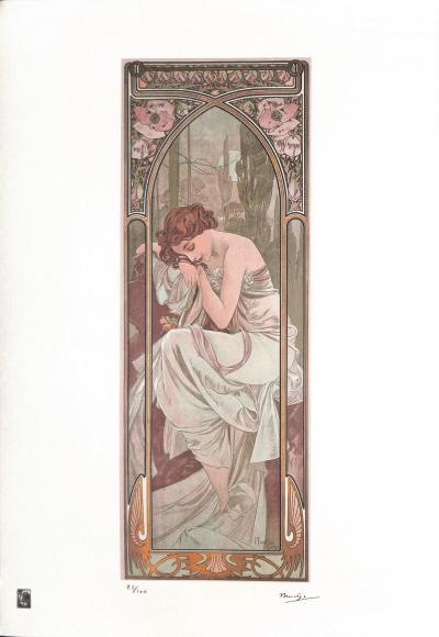 Alphonse MUCHA (D'après) - Les Heures du jour : Repos de la nuit   - Photolithographie en couleur 2