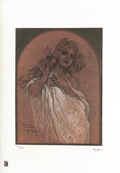 Alphonse MUCHA (D’après) - Allégorie du Printemps  - Photolithographie en couleur 2
