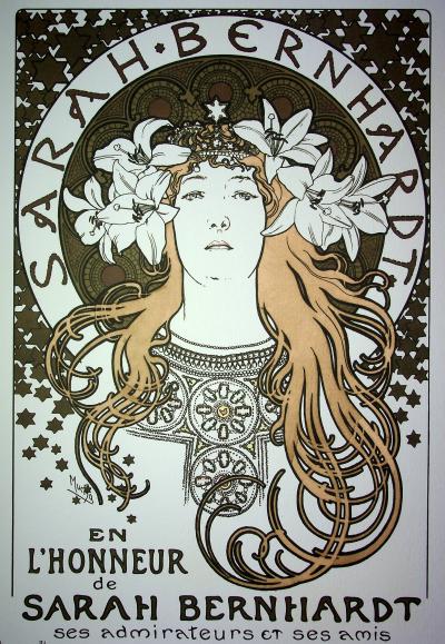 Alphonse MUCHA (D'après) - Hommage à Sarah Bernhardt  - Photolithographie en couleur 2
