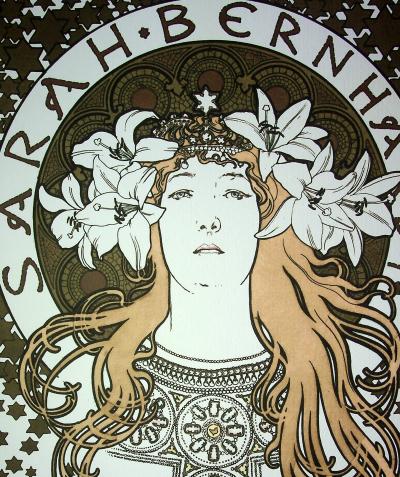 Alphonse MUCHA (D'après) - Hommage à Sarah Bernhardt  - Photolithographie en couleur 2