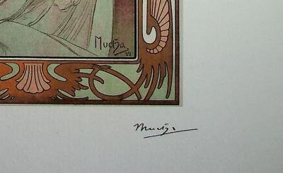 Alphonse MUCHA (D'après) - Les Heures du jour : Repos de la nuit   - Photolithographie en couleur 2