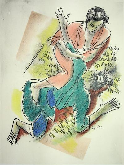 Milivoj UZELAC - Les Arts Martiaux : Jiu-Jitsu - Lithographie originale signée 2
