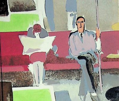 Milivoj UZELAC - Le billard - Lithographie originale signée 2