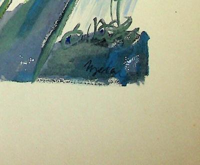 Milivoj UZELAC - Le Canoé Kayak - Lithographie originale signée 2