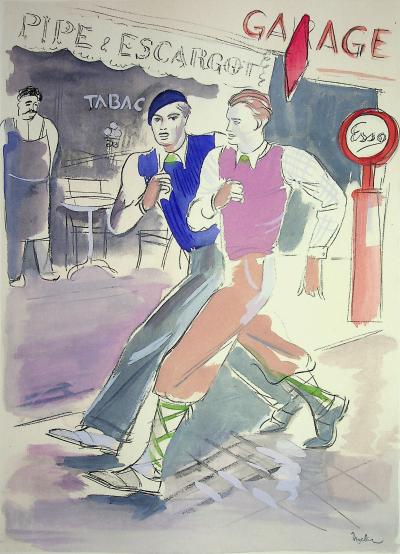 Milivoj UZELAC - La marche - Lithographie originale signée 2