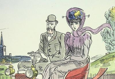 Milivoj UZELAC - Balade en automobile - Lithographie originale signée 2