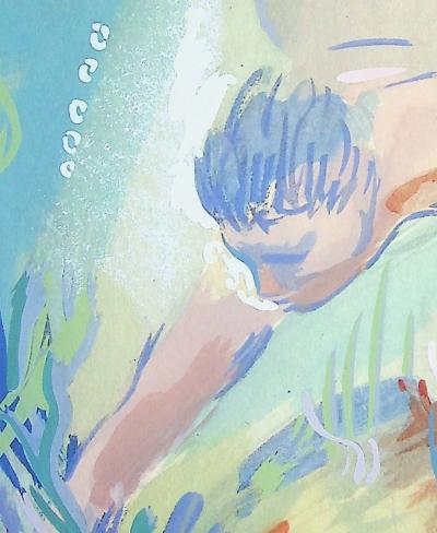 Milivoj UZELAC - Natation : le Plongée - Lithographie originale signée 2