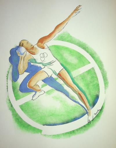 Milivoj UZELAC - Lancer de poids olympique - Lithographie originale signée 2