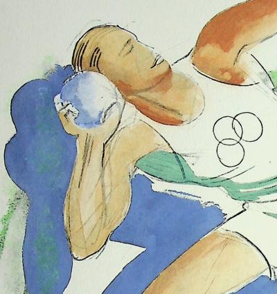 Milivoj UZELAC - Lancer de poids olympique - Lithographie originale signée 2