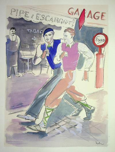Milivoj UZELAC - La marche - Lithographie originale signée 2